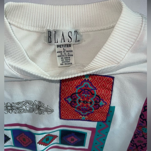 Vintage Retro Sweatshirt Pattern 90s Crewneck Size Petite Large - Picture 2 of 4